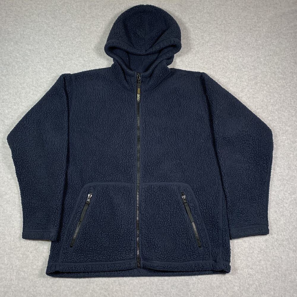 REI Polartec Outdoor Fleece Jacket Men's Sz Medium Navy Blue Full Zip Hiking